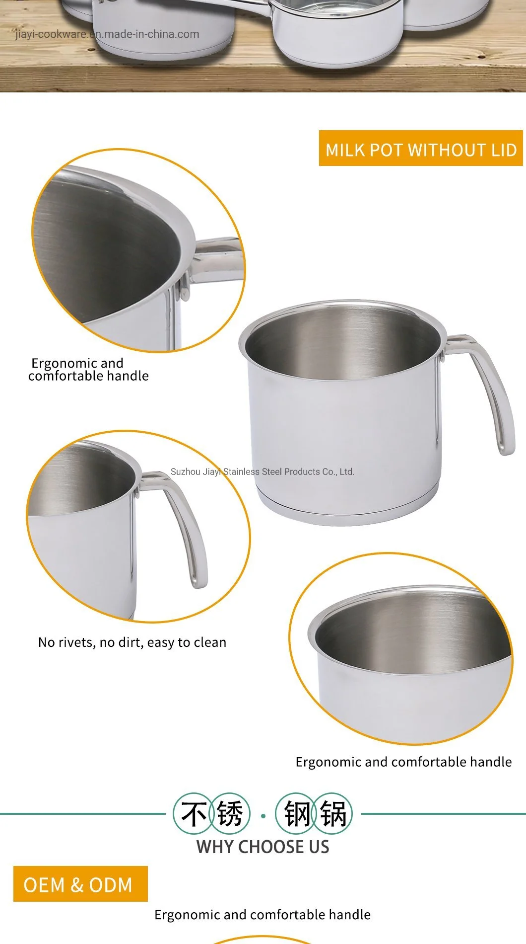 Commercial Induction Stainless Steel Stock Pot Commercial Soup Sacue Pot for Restaurant Cooking Stockpot Jy-20115hj