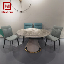 Metal Dining Room Set with Ceramic Table and 6 Chairs for Kitchen