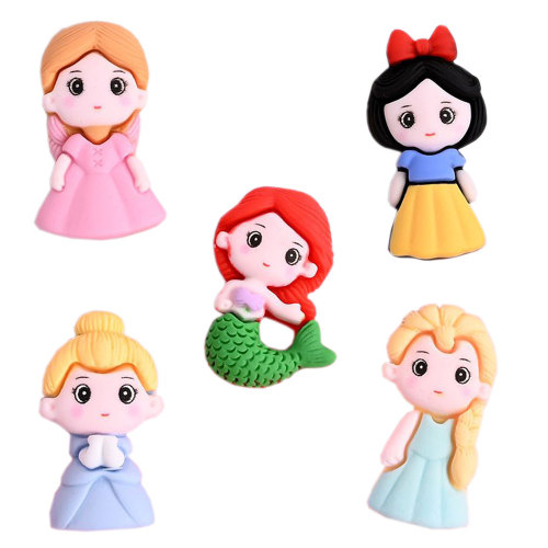 Kawaii Resin Κορίτσια μενταγιόν Flat Back Princess Cabochon Beads DIY Phone Case Ornament Hair Bow Center Embellishment