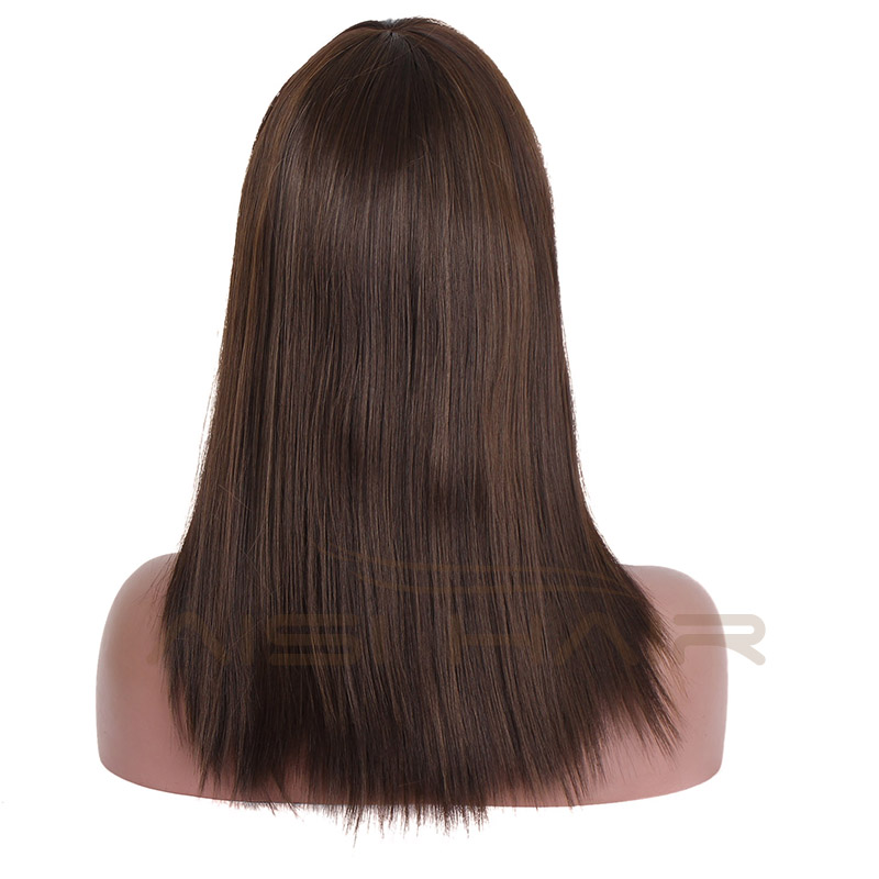 Aisi Hair Synthetic Brown Hair Wigs Long Silky Straight Wigs With Bangs For Black Women Heat Resistant Fiber