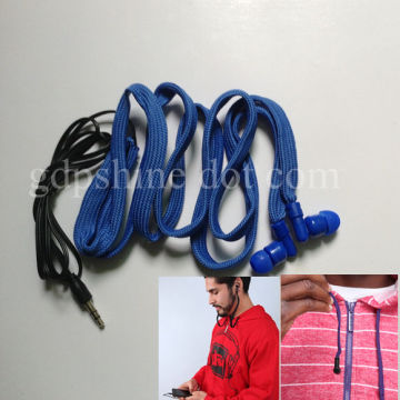 New hoodie drawstring earphone manufacturer washable headphone factory