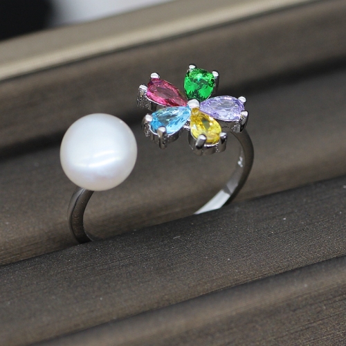 Diseño colorido del anillo de perla cultivada de agua dulce