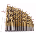 Top-Qualität 19pcs 1-10 mm Straight Shank HSS Twist Drill Bit Titan-beschichtete Twist-Drill-Bit für Bohren härtere Metalle