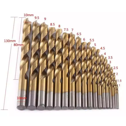 Высоко качества 19pcs 1-10 мм прямой хвостовик HSS HSS Twist Drill Bint Bit Titanium, покрытый поворотным битом, набор для бурения более жестких металлов