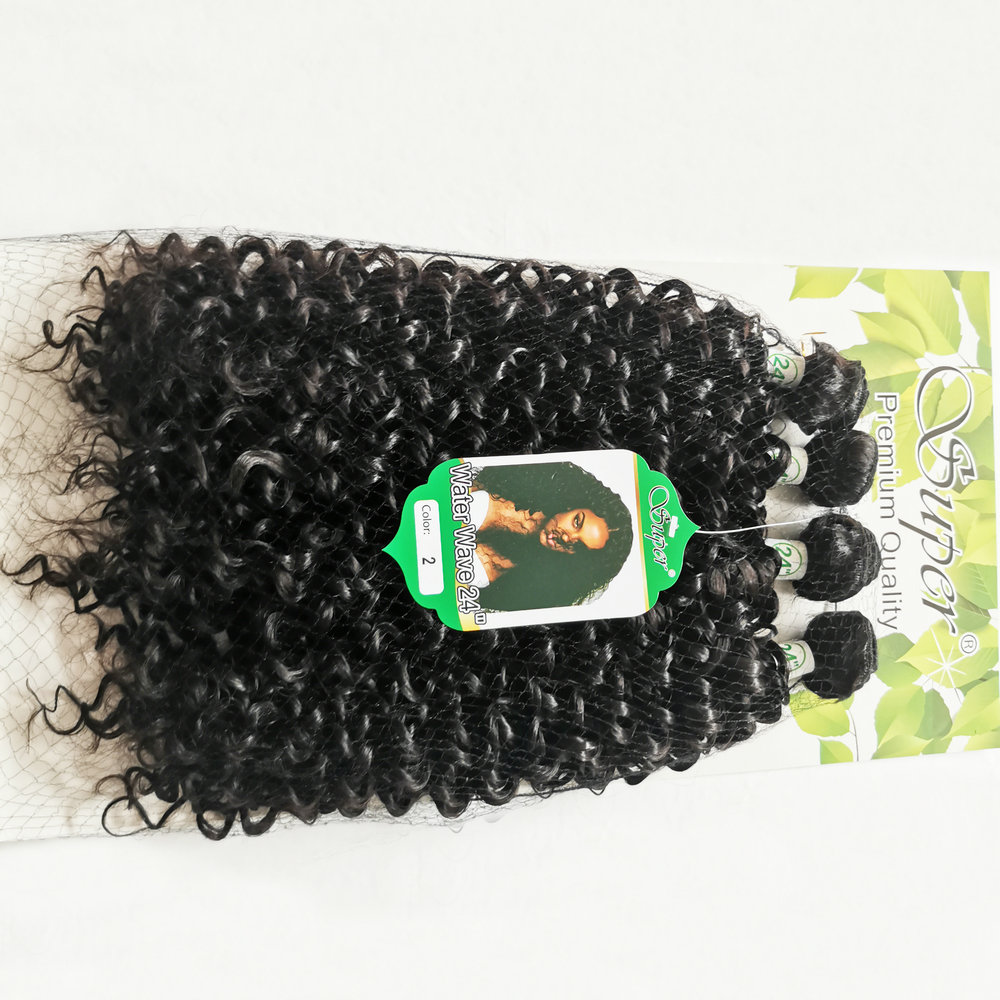 OEM acceptable Soft synthetic hair extension water wave 24" 4 bundles in a pack