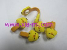 hot sale little yellow brid mode embossing 3D silicone earphone charms