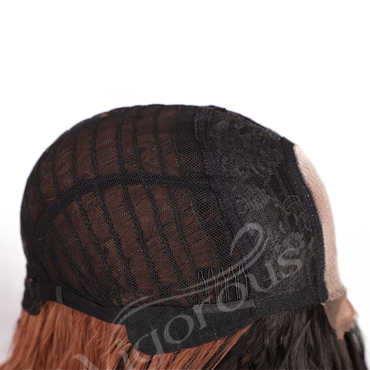 Vigorous High Quality Temperature Root Black Ombre Brown Small Lace Frontal Deep Wave Synthetic Hair Wig For Women