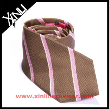 Brown Pink Striped Silk Neck Tie