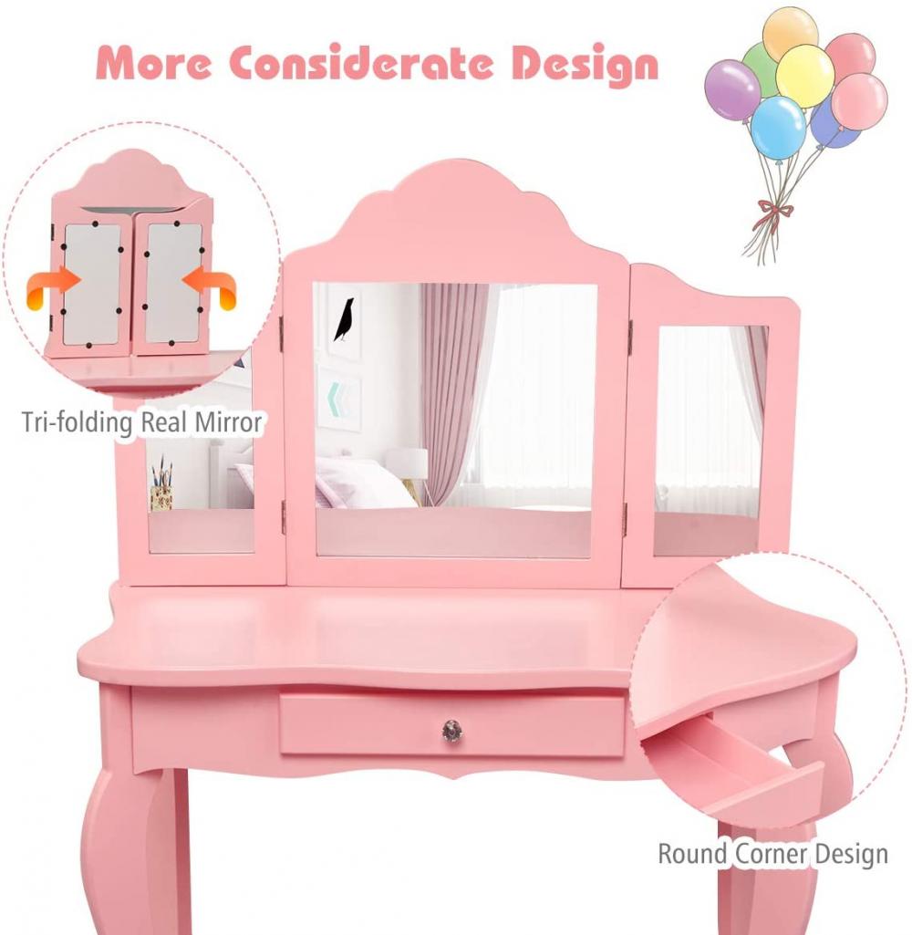 Kids Wooden Vanity Table Set 16 Jpg