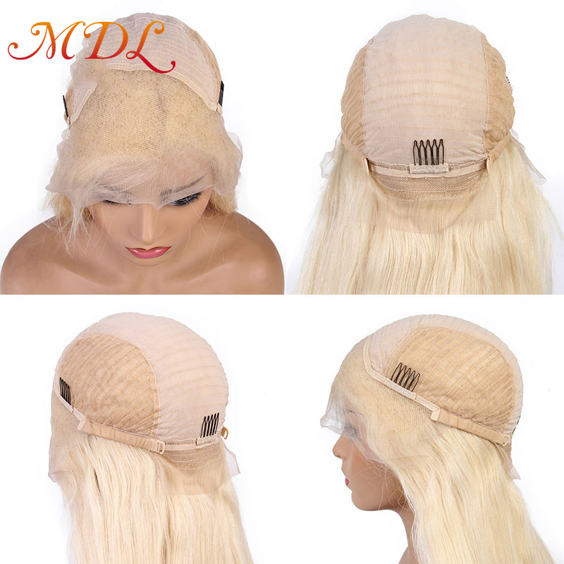 Cuticle Aligned Hair With Swiss Lace  Front Wigs, Color 613 Blonde Silky Straight Weave Hair Wigs