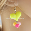 Beautiful Jelly Acrylic Heart and Round Beaded Earring