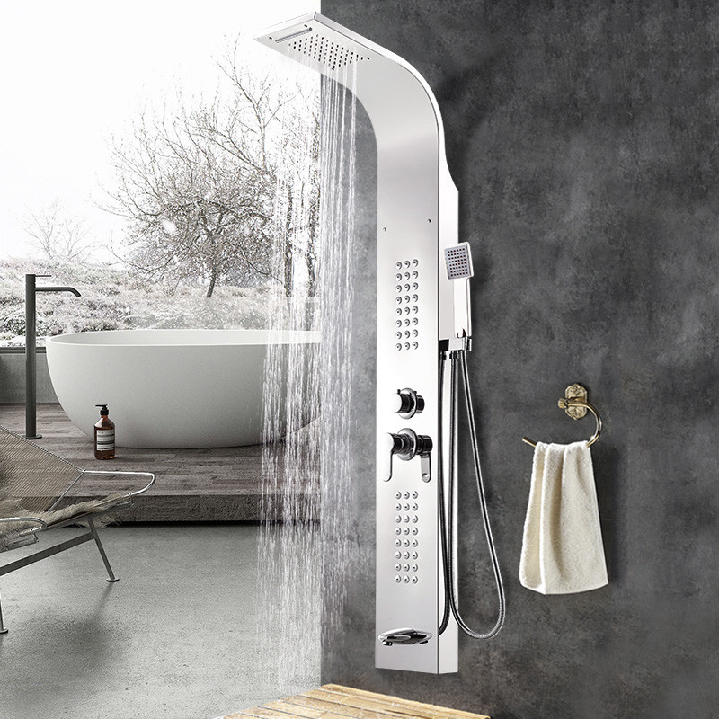 YL-5501 Brushed silver stainless steel multifunctional shower panel