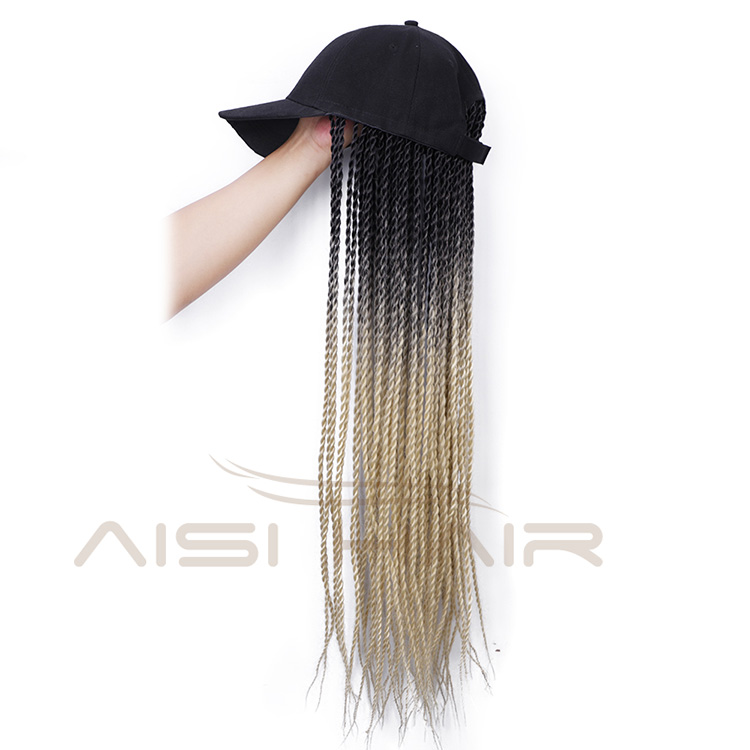 Aisi Hair Top Quality Cheap Vendor Baseball Hat With Long Twist Braiding Hair Extension For Black Women Synthetic Hair Wigs