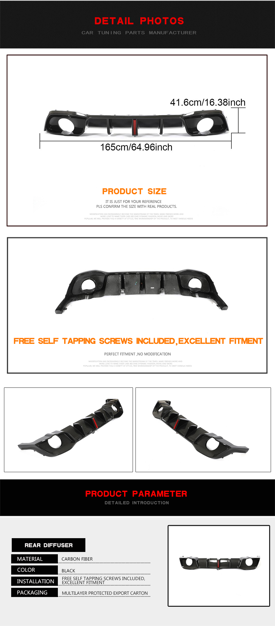 Dry Carbon Golf MK8 Rear Diffuser for VW Golf VIII 8 GTI Hatchback 4-Door 21-23