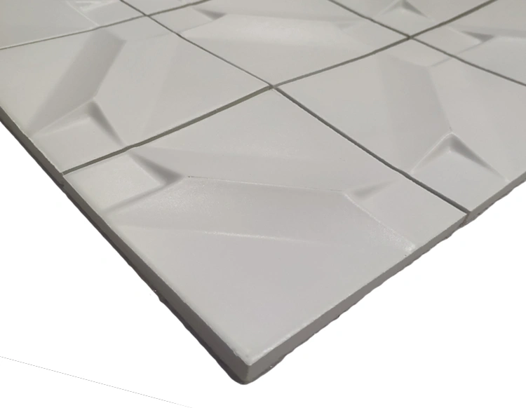 4X4 Square 3D Effect White Decorative Cement Color Mosaic Tiles for Floor