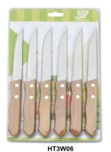 natural wooden handle steak knives