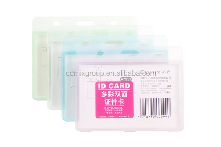 Comix Colorful Horizontal Style Assorted Color Transparent  Id Card Badge Holder for Exhibition