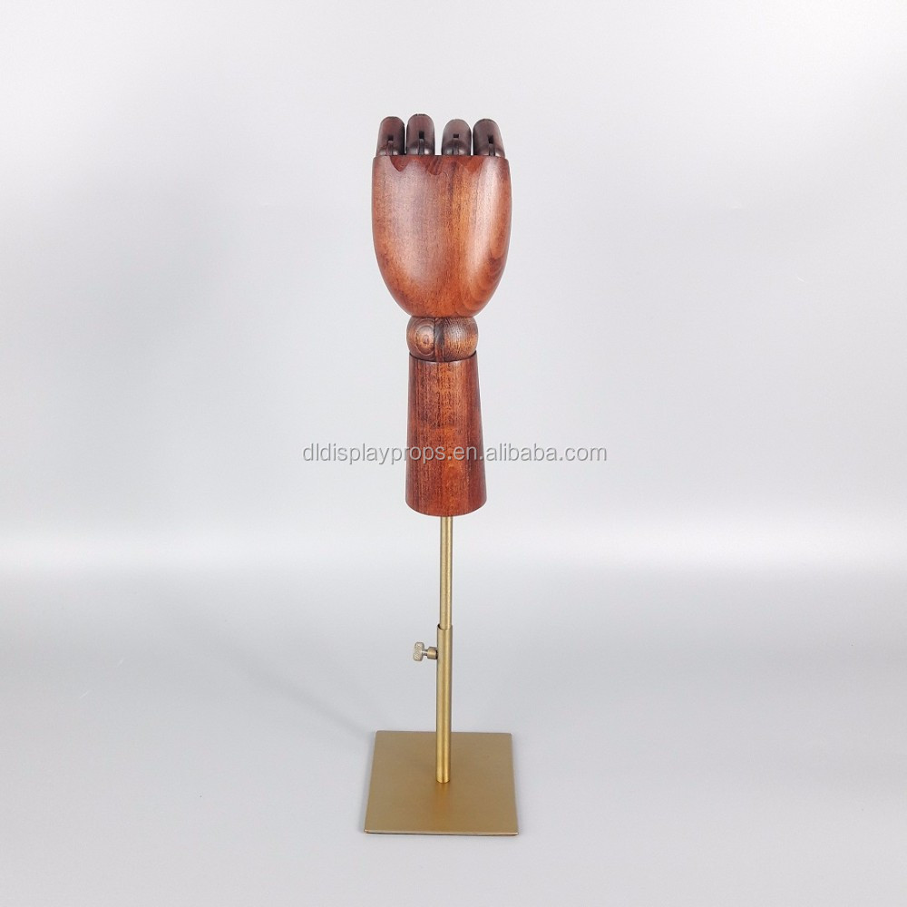 DL1143 Brownish red color flexible display hand female mannequin wooden hand Wood Articulated Hand on sale