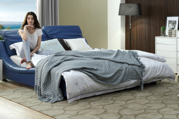 Leather Blue Fashion Bed