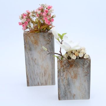 Marble Effect Square Glass Flower Vase