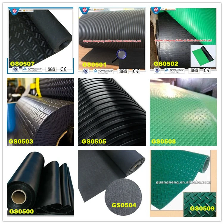 Black Color Striped Truck Mats, Anti-Slip Garage Rubber Sheets