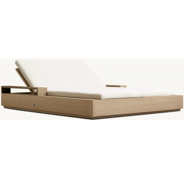 Teak Wood Sunbed with Waterproof Fabric