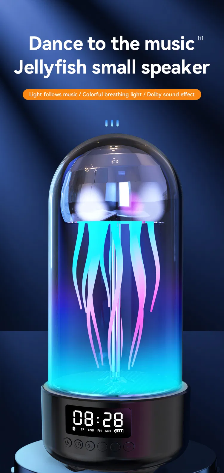 Intelligent Wireless Bluetooth Speaker, Colorful Breathing Light, Portable Intelligent