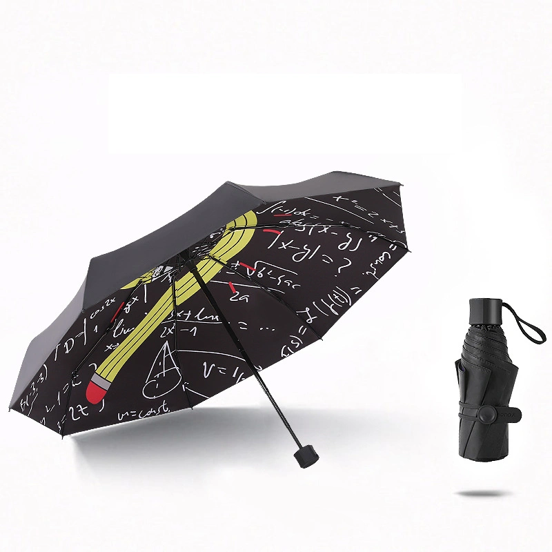 Black UV Pencil Pattern Outdoor Travel Umbrella with Custom Printed