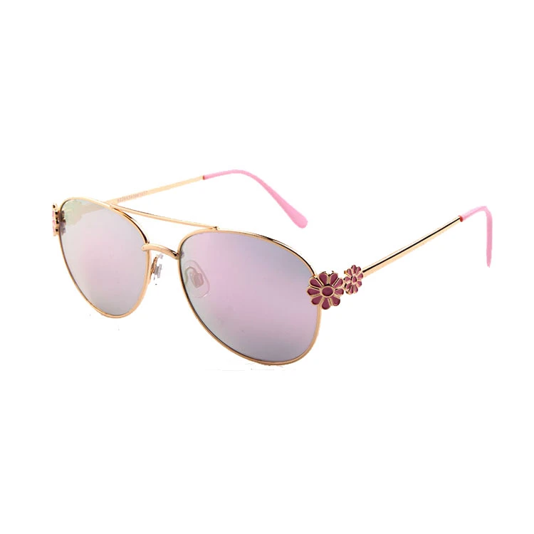 2021 Pink Mirror with Bar Metal Kids Sunglasses