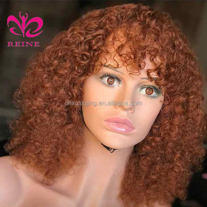 2021 Wholesales 12a Grade Funmi SDD Super Double Drawn Pixie Cut Short Wigs With Bang Human Hair Brazilian Rose Curl Fringe Wigs