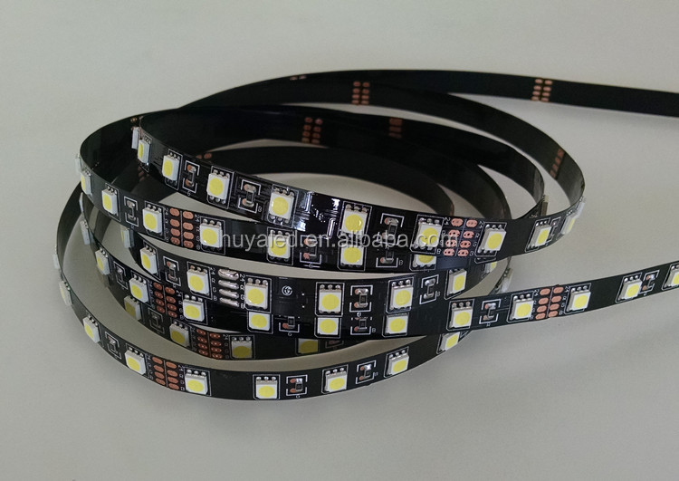led light shenzhen led 5050 24v black PCB 300leds 5meter cold white flexible strip RGB