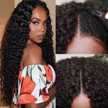 Jerry Curly V Part Human Hair Wig