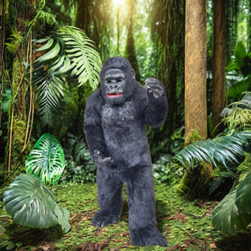 Lifelike Animatronic Adult Gorilla Costume with Hidden Legs for Outdoor Adventure Parks