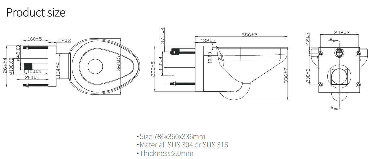 Edelstahl -Toilette stainless steel toilet