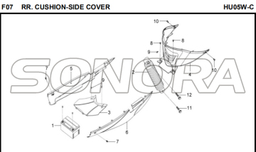 F07 RR. CUSHION-SIDE COVER for HU05W-C MIO 50 Spare Part Top Quality