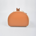 Bucket leather backpack contrast color