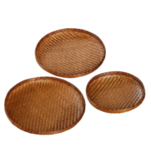 Durable Lacquer-Coated Bamboo Tea Set and Snack Basket