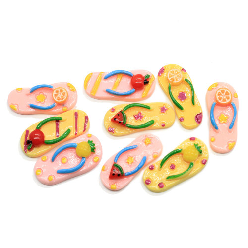 Kawaii Resin Fruit Slippers Charms Pendant Jewelry Flat Back Cabochon DIY Embellishments Accessory Party Decors