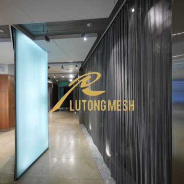 Chain coil drapery curtain for room dividing partitions