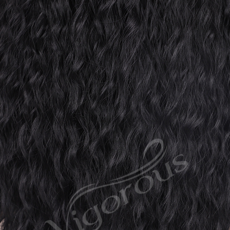 Vigorous Hot Sale Black Kinky Curly Lace Frontal Daily Party High Temperature Fiber Wig Synthetic Hair