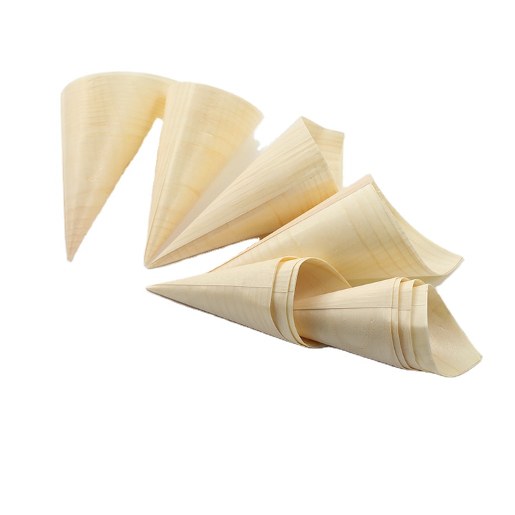 Disposable Eco-friendly Birch Wooden Fries Cones/Boats For Fruits