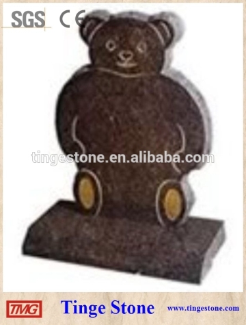 Teady bear headstone statues red granite for memorial