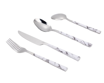 Flatware Stainless Steel Marbling Plastic Handle Cutlery Set