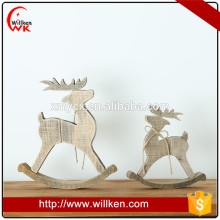 Handemade rocking wooden resindeer christmas tree ornament