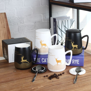 Stoneware deer coffee mug