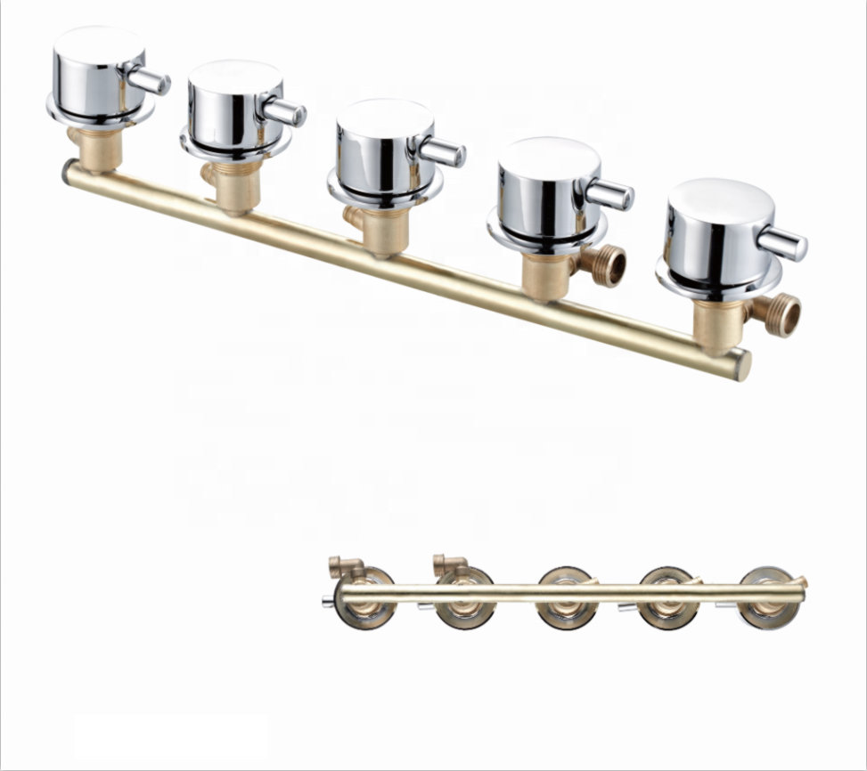 Manufacturer Hot Selling Brass Bathroom Siamese/Conjoined 5 Function Waterfall Faucets Chrome Wall Mounted Shower Mixer Taps