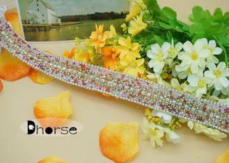 Colorful Iron On Decorative Beaded Rhinestone Trim  For Lad