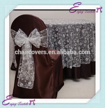 YHT#128 embroidered organza polyester banquet wedding wholesale cheap table cloth overlay