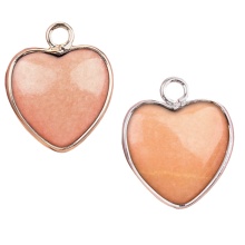 Kiwi Stone Love Heart Charms Pendant for Making Jewelry