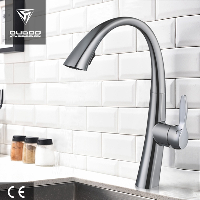 Brushed Nickel Kitchen Mixer Tap Ob D37